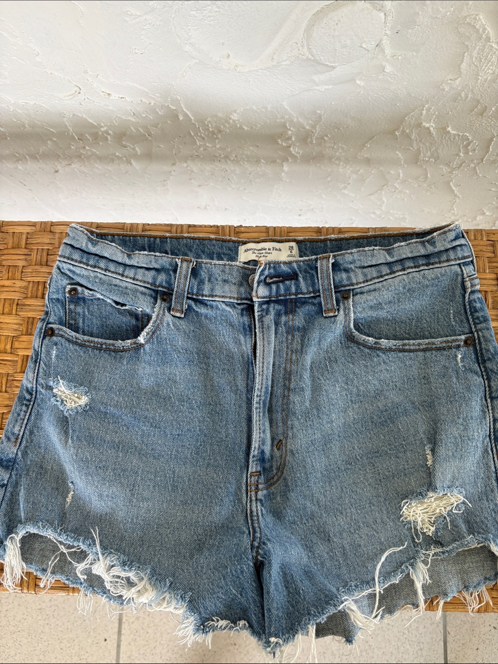 Abercrombie & Fitch Distressed Denim Cutoff Shorts - Blue